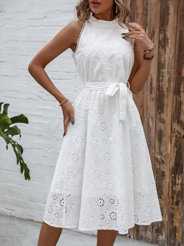 eyelet-grecian-neck-tie-waist-midi-dress OhSoStyled - Sophia's Style-1